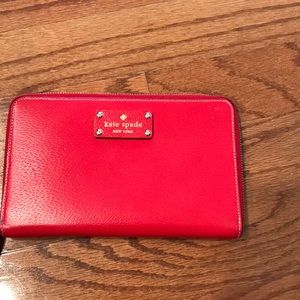 Kate Spade red zip around wallet